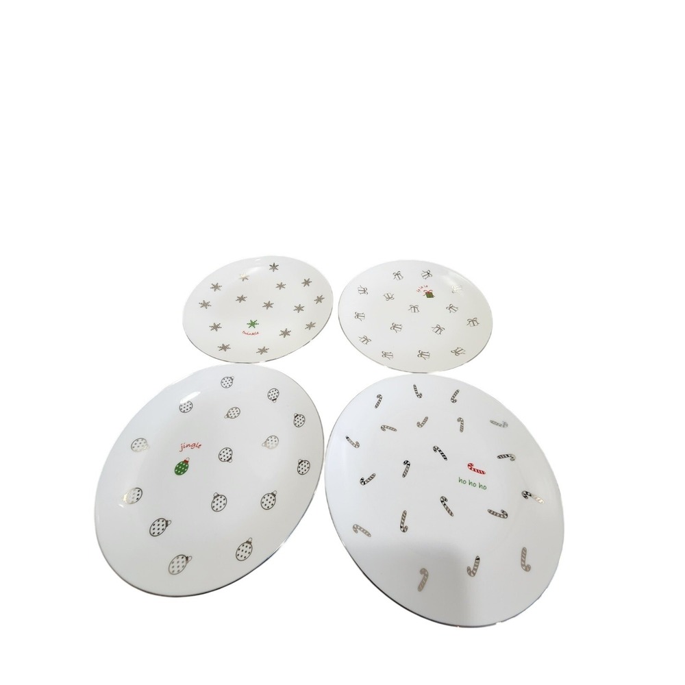 Lenox Merry & Bright Silhouette Dessert Plates Set of 4 Twinkle Jingle Ornament